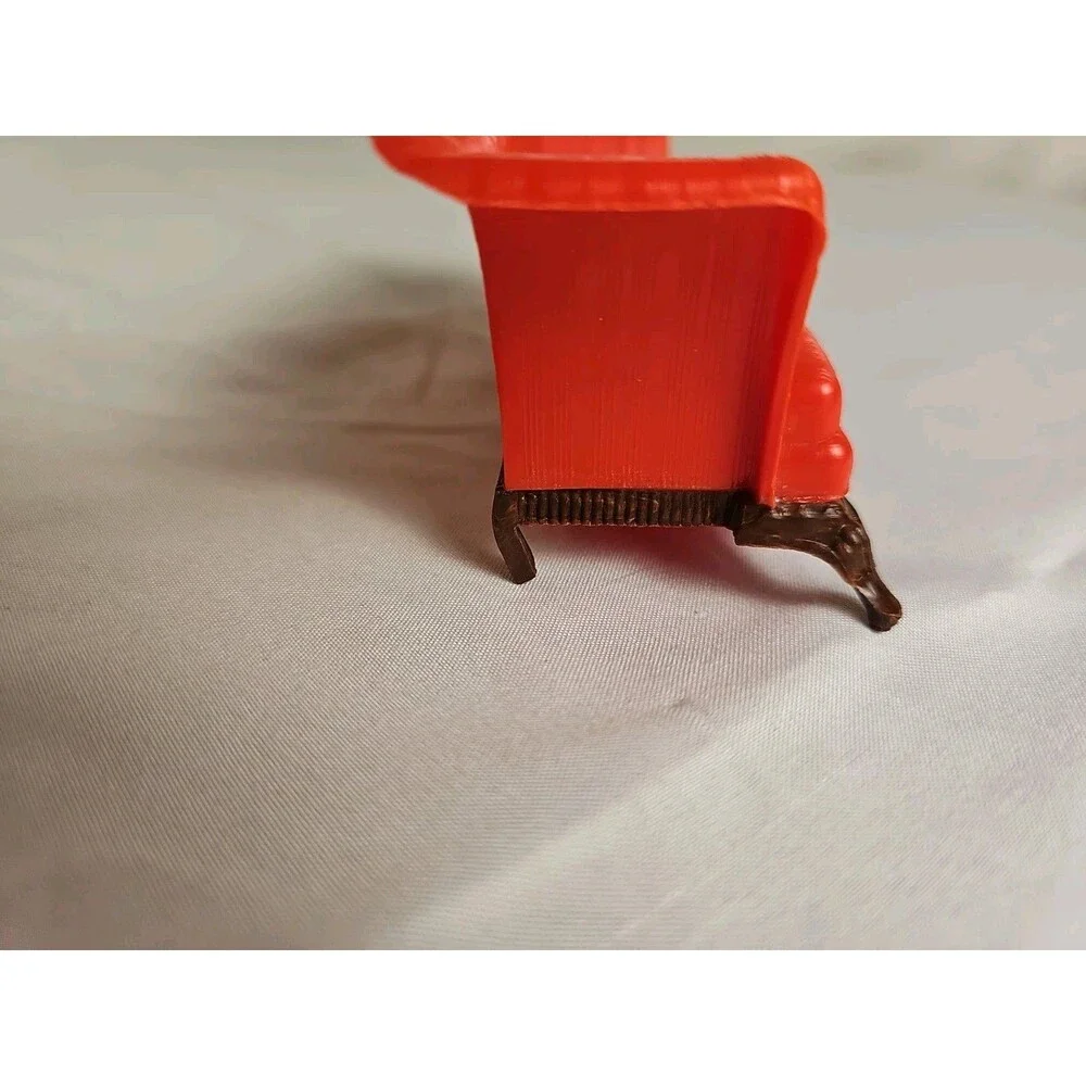 Vintage Renwal Dollhouse Red Sofa Couch No. 73 Mid Century Plastic Furniture